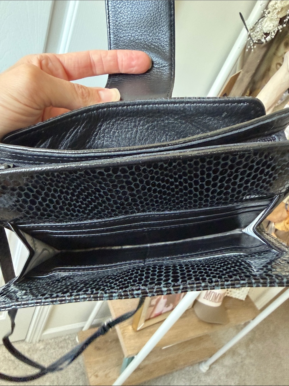 Brighton Black Faux-Snake Leather Wristlet with Decorative Medallion - Picture 3 of 4